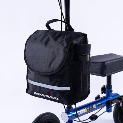 EQUIPMED Knee Scooter Walker, 10 inch Tyres Dual Brakes Bag - Broken Leg Ankle Foot Mobility - Crutches Alternative - Blue.