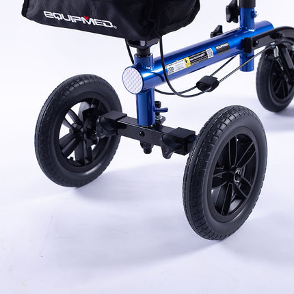 EQUIPMED Knee Scooter Walker, 10 inch Tyres Dual Brakes Bag - Broken Leg Ankle Foot Mobility - Crutches Alternative - Blue.