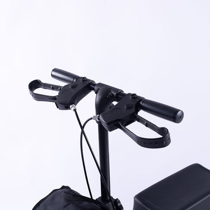 EQUIPMED Knee Scooter Walker, 10 inch Tyres Dual Brakes Bag - Broken Leg Ankle Foot Mobility - Crutches Alternative - Titanium colour.