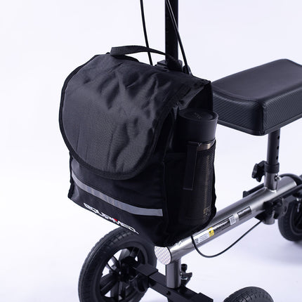EQUIPMED Knee Scooter Walker, 10 inch Tyres Dual Brakes Bag - Broken Leg Ankle Foot Mobility - Crutches Alternative - Titanium colour.