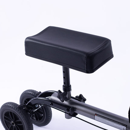 EQUIPMED Knee Scooter Walker, 10 inch Tyres Dual Brakes Bag - Broken Leg Ankle Foot Mobility - Crutches Alternative - Titanium colour.