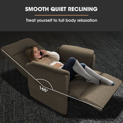 FORTIA Electric Armchair Recliner, Single Fabric Chair, Biege.