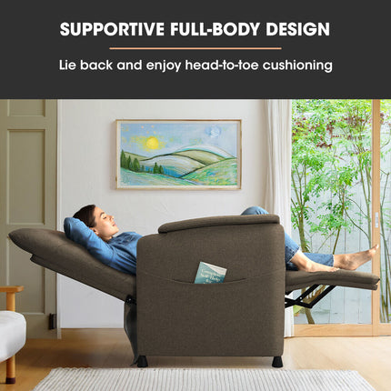 FORTIA Electric Armchair Recliner, Single Fabric Chair, Biege.