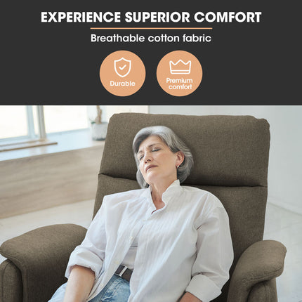 FORTIA Electric Armchair Recliner, Single Fabric Chair, Biege.