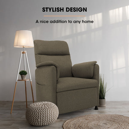FORTIA Electric Armchair Recliner, Single Fabric Chair, Biege.