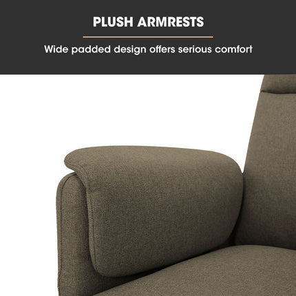 FORTIA Electric Armchair Recliner, Single Fabric Chair, Biege.