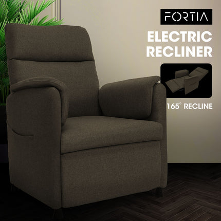 FORTIA Electric Armchair Recliner, Single Fabric Chair, Biege.