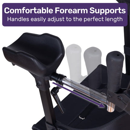 EQUIPMED Upright Rollator Walker with Forearm Support Rests, Mobilty Aid with Seat, Blue.