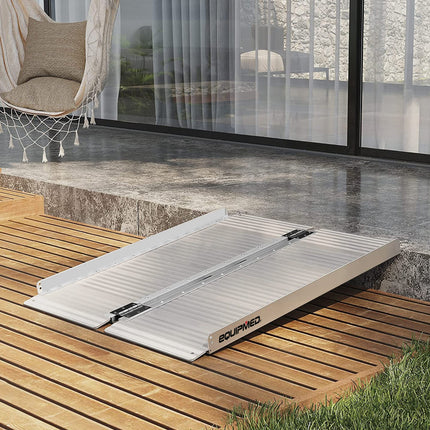 EQUIPMED 91cm Portable Folding Aluminium Access Ramp, 272kg Rated, for Wheelchair, Mobility Scooter, Rollator.