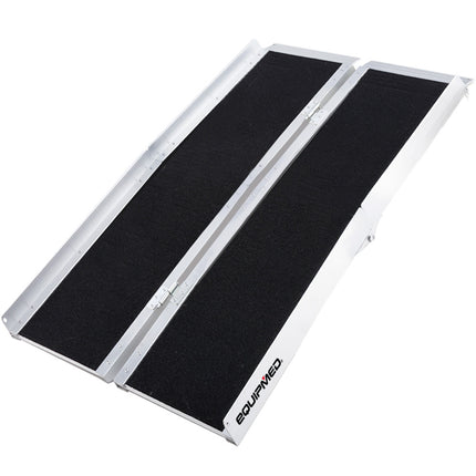 Equipmed 123cm Portable Folding Aluminium Access Ramp, 272kg Rated, Black Ultra-Grip, for Wheelchair, Mobility Scooter.