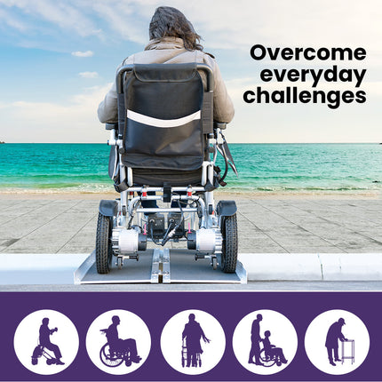 Equipmed 123cm Portable Folding Aluminium Access Ramp, 272kg Rated, Black Ultra-Grip, for Wheelchair, Mobility Scooter.