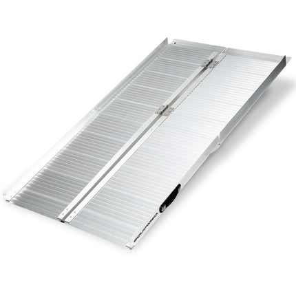 Equipmed 123cm Portable Folding Aluminium Access Ramp, 272kg Rated, Black Ultra-Grip, for Wheelchair, Mobility Scooter.