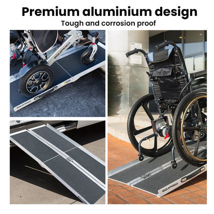 EQUIPMED 91cm Portable Folding Aluminium Access Ramp, 272kg Rated, for Wheelchair, Mobility Scooter, Rollator.