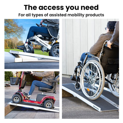 EQUIPMED 91cm Portable Folding Aluminium Access Ramp, 272kg Rated, for Wheelchair, Mobility Scooter, Rollator.