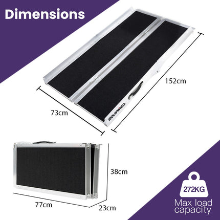 EQUIPMED 91cm Portable Folding Aluminium Access Ramp, 272kg Rated, for Wheelchair, Mobility Scooter, Rollator.