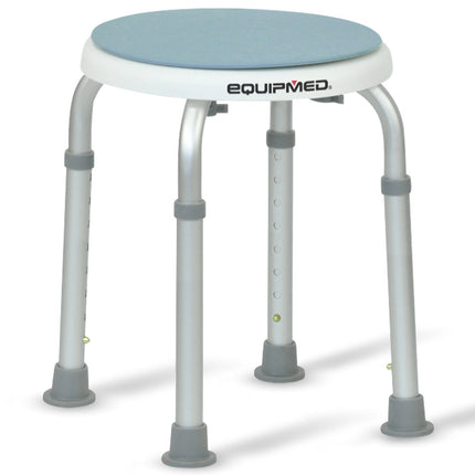 Equipmed Shower Chair Bath Stool, with 360-degree Swivel Rotating Seat for Elderly, White/Blue.