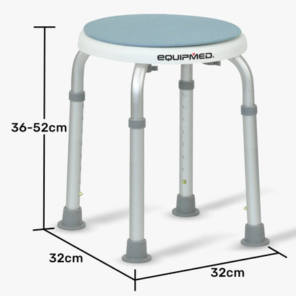 Equipmed Shower Chair Bath Stool, with 360-degree Swivel Rotating Seat for Elderly, White/Blue.