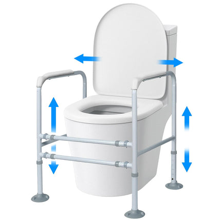 Equipmed Over Toilet Support Frame Safety Grab Aid Rail, 125kg Capacity, Adjustable Height and Width.