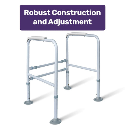 Equipmed Over Toilet Support Frame Safety Grab Aid Rail, 125kg Capacity, Adjustable Height and Width.