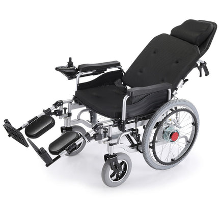 EQUIPMED Power Electric Wheelchair, XL Wide Bariatric Chair Seat, Long Range, Airline Approved, Recline Adjustment, Lithium Battery, 22" Wheels, Headrest, Black.