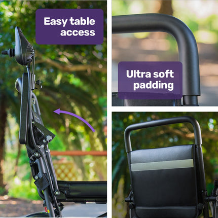 EQUIPMED Electric Folding Wheelchair, Wide Bariatric Chair Seat, Comfortable for S-XL, Long Range, Lithium Battery, Black.