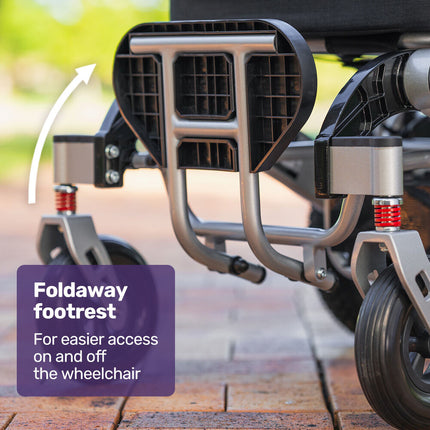 EQUIPMED Power Electric Wheelchair, Airline Approved Wheel Chair, Lightweight, Folding, Long Range, Lithium Batteries, Black & Silver.