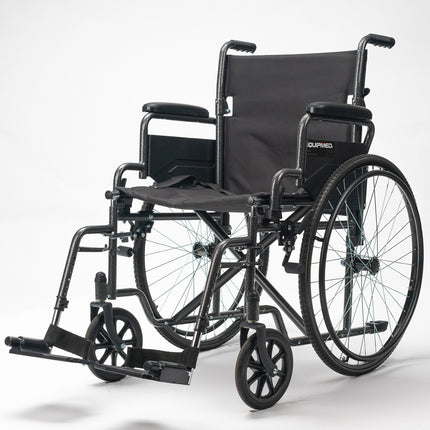 Equipmed 24 Inch Folding Bariatric Wheelchair, XL Wide Design, 136kg Capacity, Park Brakes, Retractable Armrests, Dark Grey Hammertone.