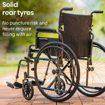 Equipmed 24 Inch Folding Bariatric Wheelchair, XL Wide Design, 136kg Capacity, Park Brakes, Retractable Armrests, Dark Grey Hammertone.