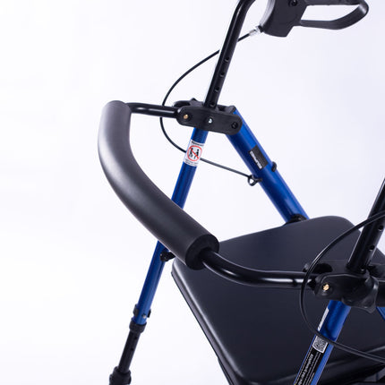 EQUIPMED 4 Wheel Lightweight Rollator Walker, Aluminium Frame, Seat, Carry Bag, for Seniors, Blue.
