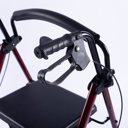 EQUIPMED 4 Wheel Lightweight Rollator Walker, Aluminium Frame, Seat, Carry Bag, for Seniors, Red.