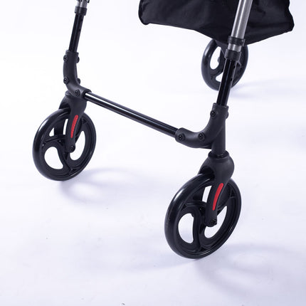 EQUIPMED 4 Wheel Lightweight Rollator Walker, Aluminium Frame, Seat, Carry Bag, for Seniors, Titanium Style.