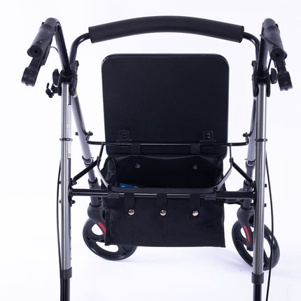 EQUIPMED 4 Wheel Lightweight Rollator Walker, Aluminium Frame, Seat, Carry Bag, for Seniors, Titanium Style.