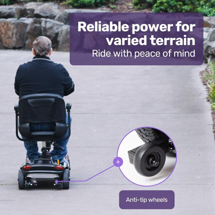 EQUIPMED FreeLite+ Mid-Sized Electric Foldable Mobility Scooter, Lithium Battery, Long Range and Easy Charging, Blue.