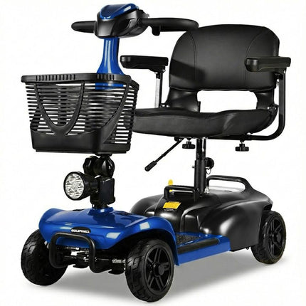 EQUIPMED FreeLite+ Mid-Sized Electric Foldable Mobility Scooter, Lithium Battery, Long Range and Easy Charging, Blue.