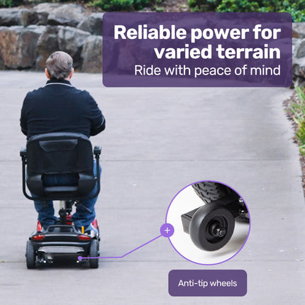 EQUIPMED FreeLite+ Mid-Sized Foldable Electric Mobility Scooter, Lithium Battery, Long Range and Easy Charging, Red.