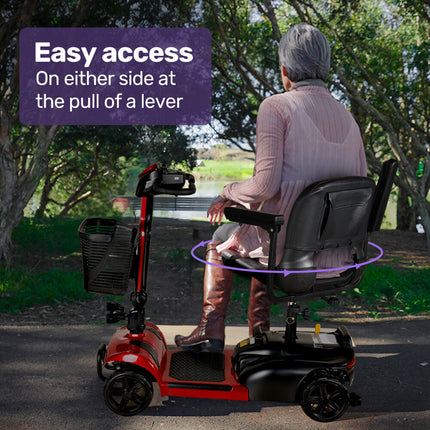 EQUIPMED FreeLite+ Mid-Sized Foldable Electric Mobility Scooter, Lithium Battery, Long Range and Easy Charging, Red.