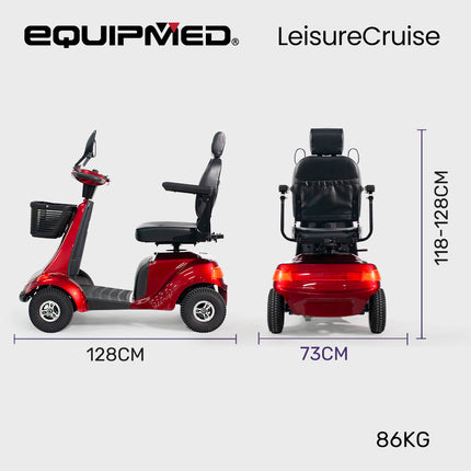 EQUIPMED LeisureCruise Extra Large-Sized, High Power, 182kg Capacity Mobility Scooter  - Red.