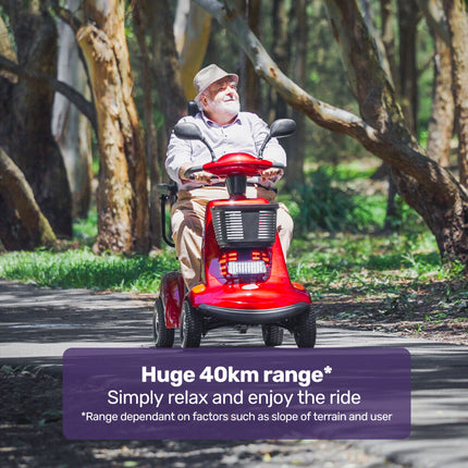 EQUIPMED LeisureCruise Extra Large-Sized, High Power, 182kg Capacity Mobility Scooter  - Red.