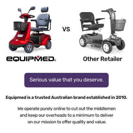 EQUIPMED LeisureCruise Extra Large-Sized, High Power, 182kg Capacity Mobility Scooter  - Red.