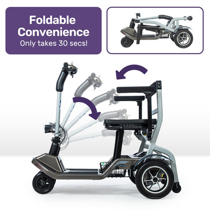 EQUIPMED Ultra-Lightweight Folding Electric Mobility Scooter, 19kg with Battery Removed, 120kg Capacity, Long Range, Brushless Motor, Portable.