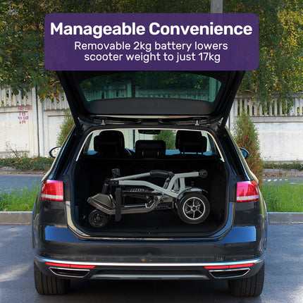 EQUIPMED Ultra-Lightweight Folding Electric Mobility Scooter, 19kg with Battery Removed, 120kg Capacity, Long Range, Brushless Motor, Portable.