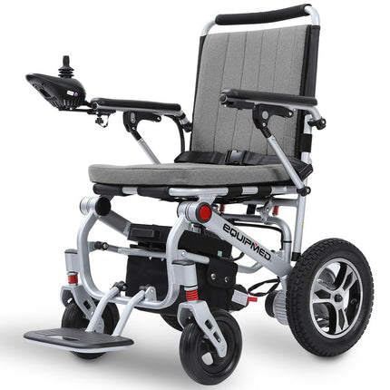 EQUIPMED Ultra-Light Power Wheelchair, Tight Turning, Airline Approved, Folding, ARTG Certified, Aluminium Frame, Lithium Battery, Grey.