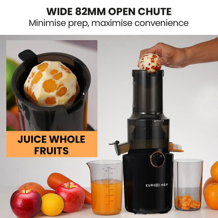 EUROCHEF Cold Press Slow Juicer Machine, Large Chute, 200W, Charcoal Grey.