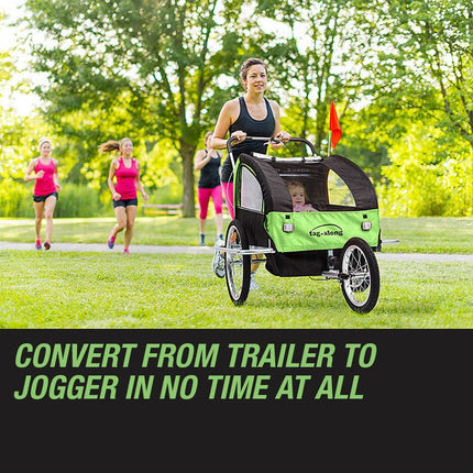 Tag-along Kids Bike Trailer Bicycle Pram Stroller Children Jogger Green.
