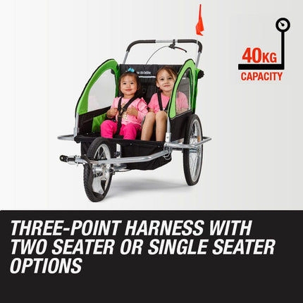Tag-along Kids Bike Trailer Bicycle Pram Stroller Children Jogger Green.