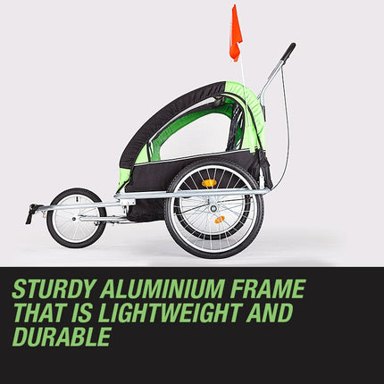 Tag-along Kids Bike Trailer Bicycle Pram Stroller Children Jogger Green.