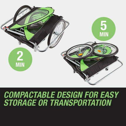 Tag-along Kids Bike Trailer Bicycle Pram Stroller Children Jogger Green.