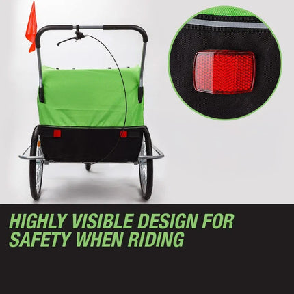 Tag-along Kids Bike Trailer Bicycle Pram Stroller Children Jogger Green.