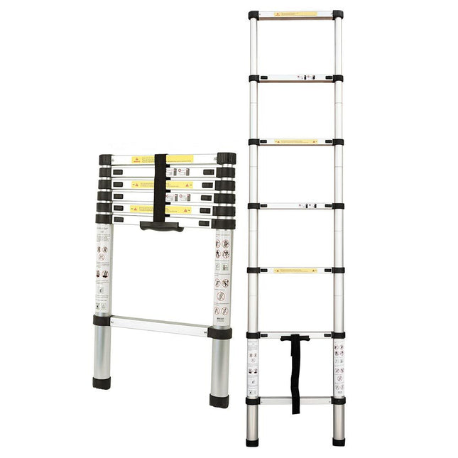 Bullet 2m Telescopic Aluminium Ladder Alloy Extension Extendable Steps.
