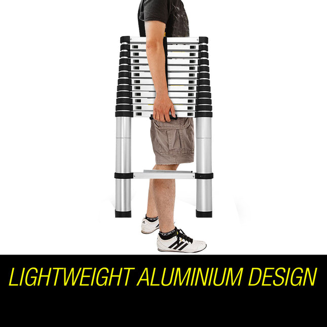 Bullet 3.8m Telescopic Aluminium Ladder Alloy Extension Extendable Steps Multi Portable.